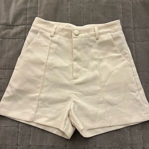 Women's shein brand Cream high waisted linen Shorts